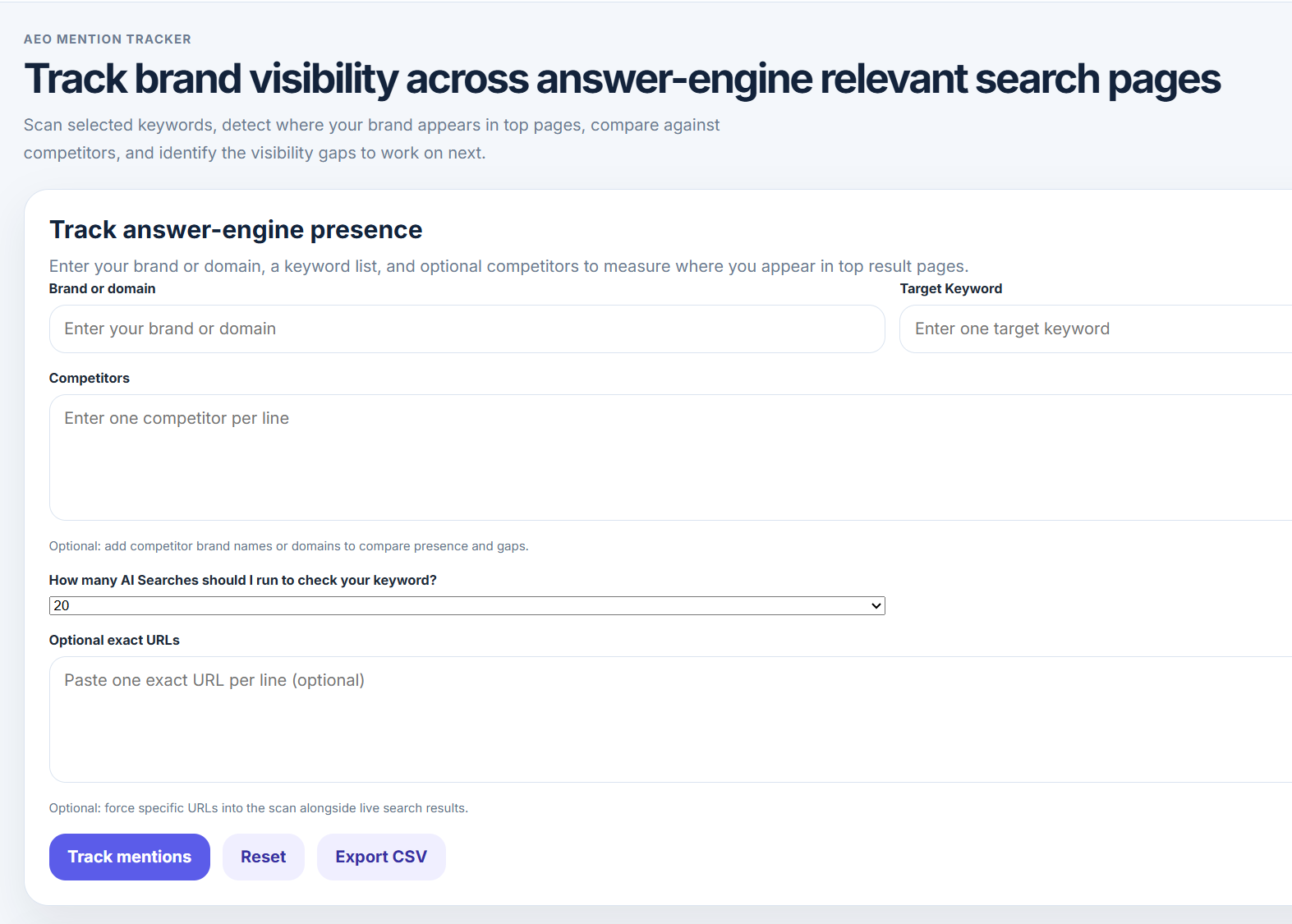 AEO Mention Tracker preview
